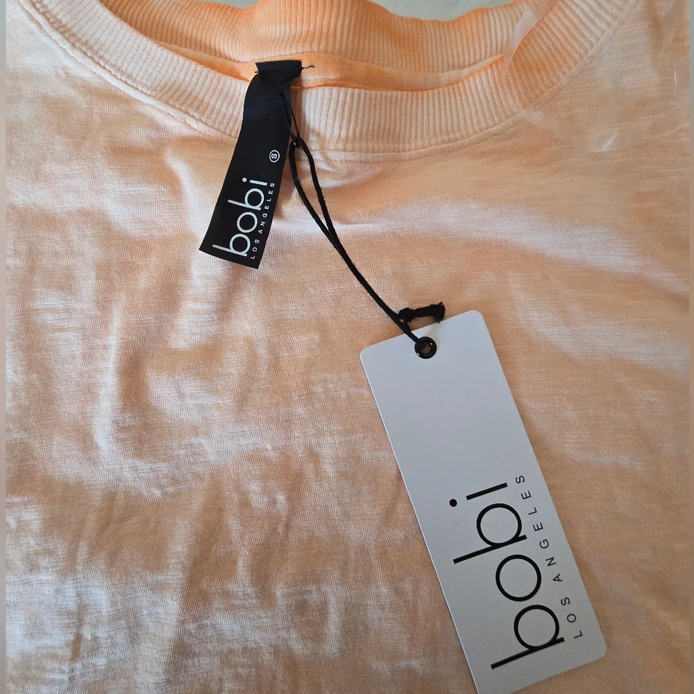 Bobi NWT Cropped Long Sleeve Tee Small Light Wash Orange Long Sleeve Women's Top - Picture 6 of 9